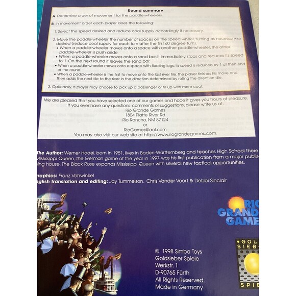 Mississippi Queen: The Black Rose Epansion 1998 Rio Grande Games - INCOMPLETE - Picture 6 of 9